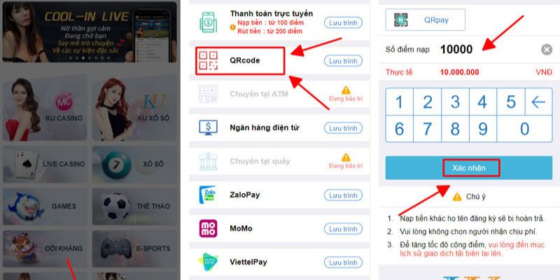 Sử dụng mã QR mà hệ thống nhà cái cung cấp